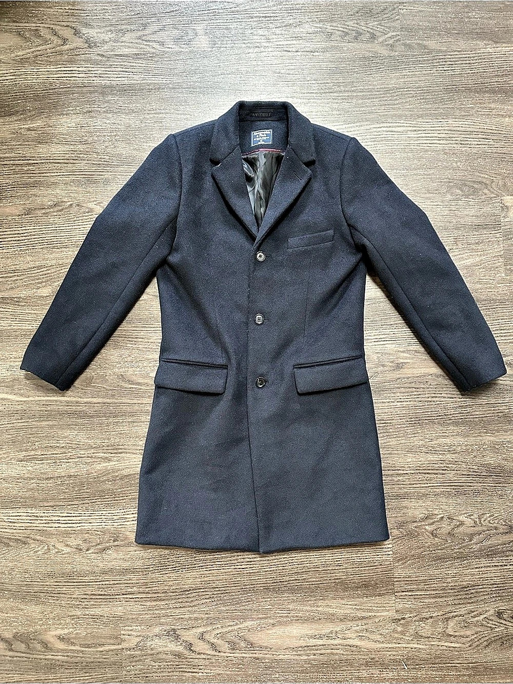 Abercrombie & Fitch Men's Navy Wool Blend Overcoat XS